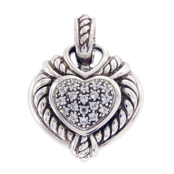 Judith Ripka Sterling Silver Cubic Zirconia Heart Pendant 4 Necklace - Picture 5 of 5